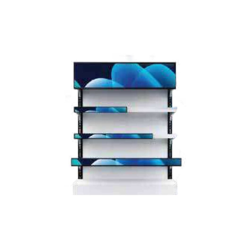 Shelf-edge stretched LCD displays